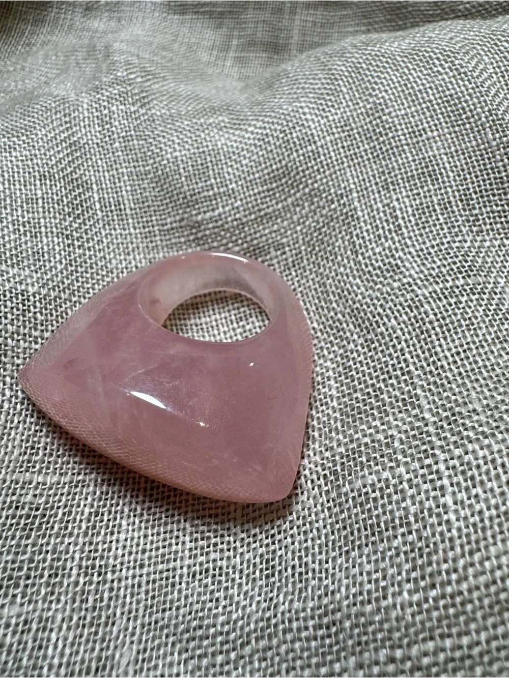 Genuine Rose Quartz Chunky Statement Ring Size 7